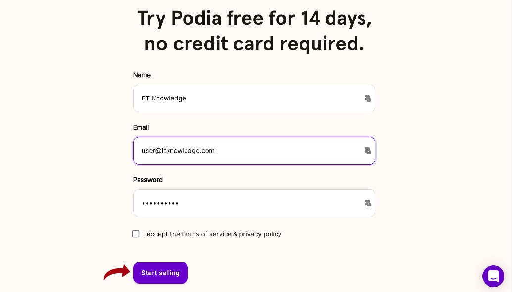 Step 1 Sign Up